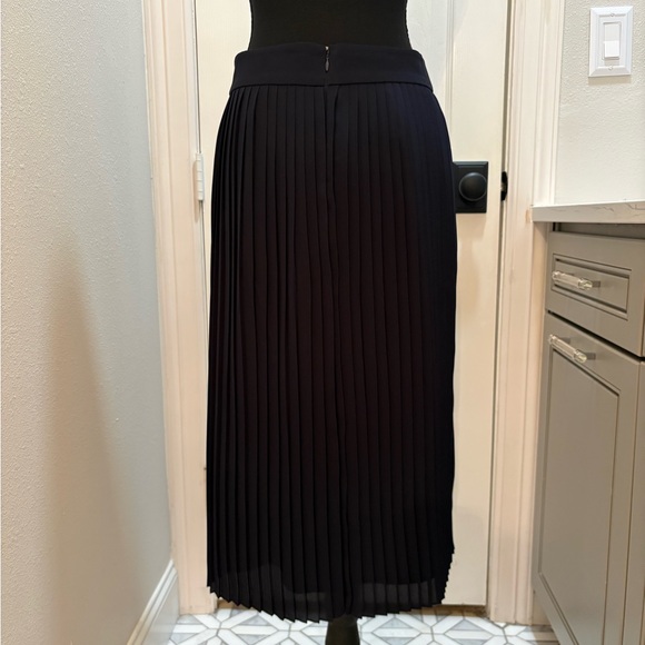 J. Crew Navy Pleated Midi Skirt - Picture 2 of 6